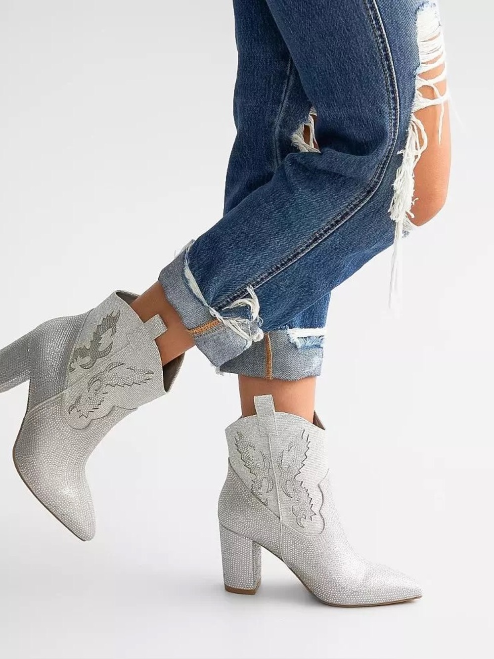 MIA Gypsies Silver Glitter Western Cowboy Boots Size 9